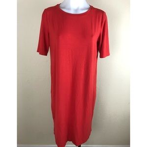 Eileen Fisher Tee Dress Scoop Neck Red Soft Stretc